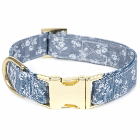 Load image into Gallery viewer, Chambray Floral Dog Collar
