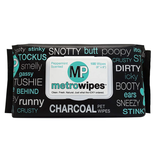 Metro Wipes Dog Wipes Charcoal Peppermint Scented