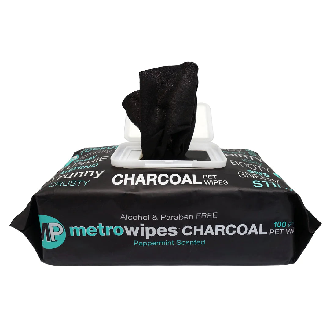 Metro Wipes Dog Wipes Charcoal Peppermint Scented