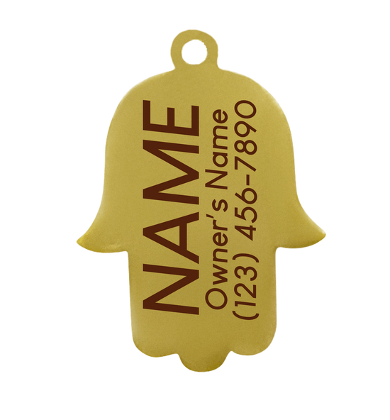 Load image into Gallery viewer, Hamsa Pet ID Tag - Black &amp;amp; Gold
