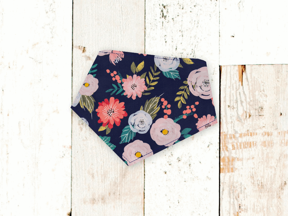 Load image into Gallery viewer, Navy Floral Dog Bandana
