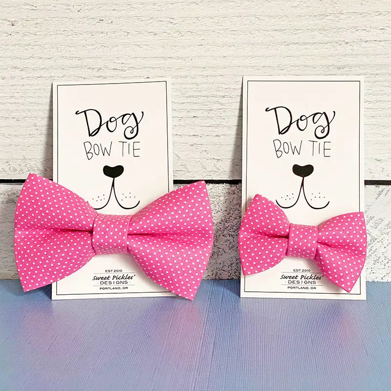 Pink Polka Dot Dog Bow Tie