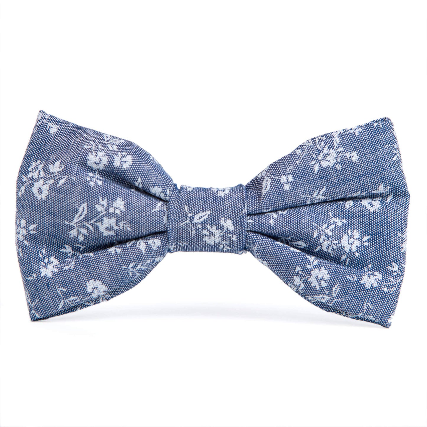 Chambray Floral Dog Bow Tie