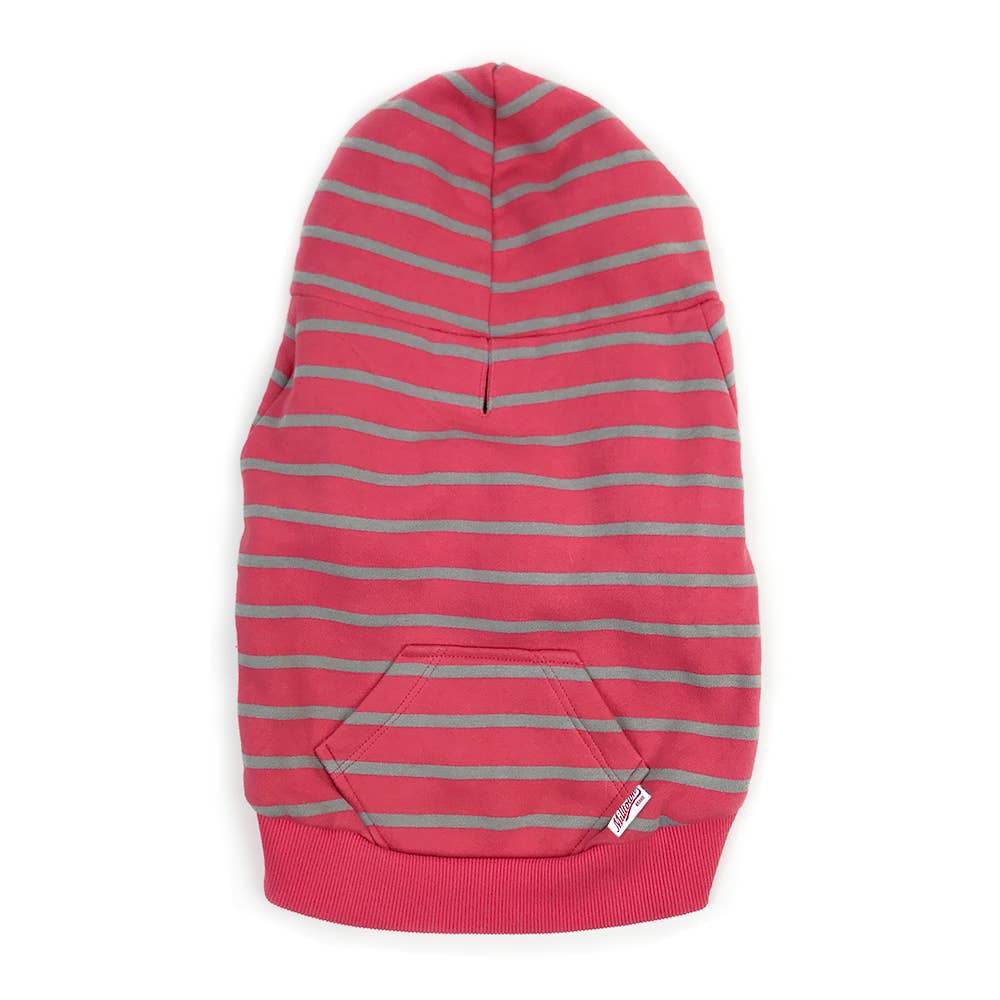 Load image into Gallery viewer, Dog Zip Up Hoodie - Hot Pink Stripe
