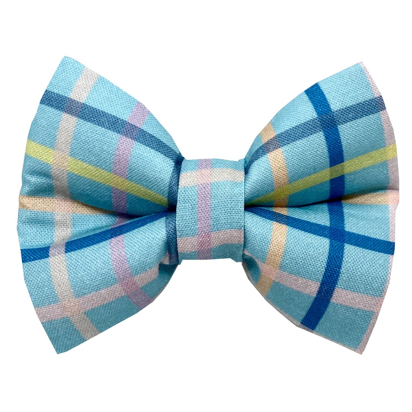 Load image into Gallery viewer, Ducky In Blue Plaid Dog Bowtie

