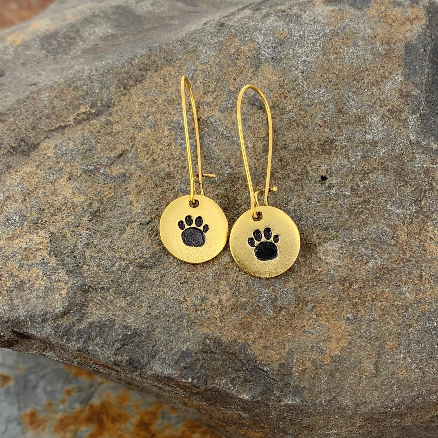 Paw Print Hand Stamped Earrings