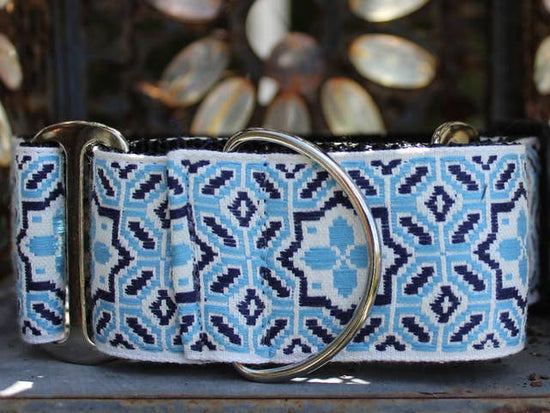Santorini By The Sea Extra Wide Dog Collar